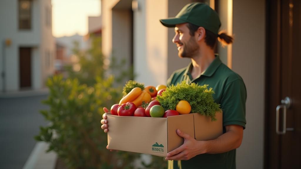 Fresh groceries being delivered to a modern Ankara home